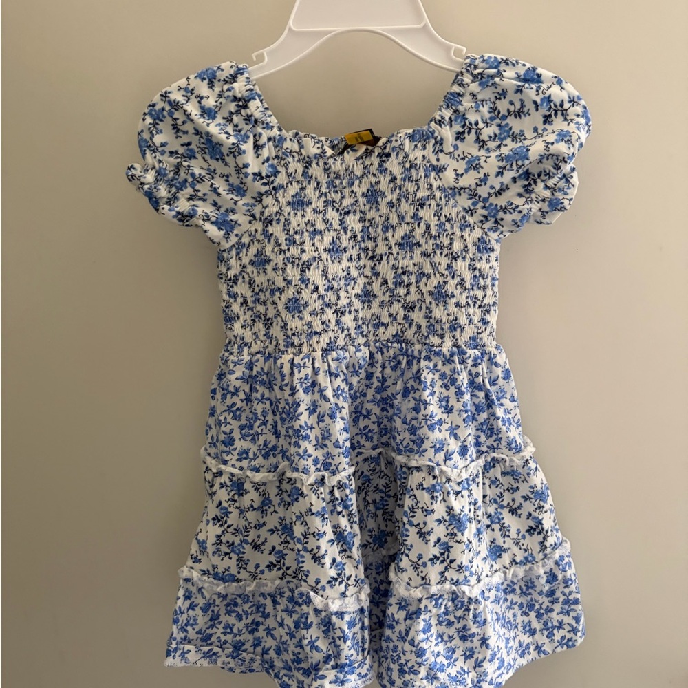 Polo by Ralph Lauren White Dress with Blue Floral Print